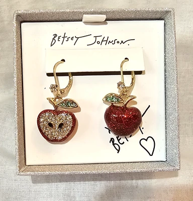 Pendientes colgantes Betsey Johnson manzana rojo verde NUEVO EN CAJA regalo en caja Foto 1 de 4
