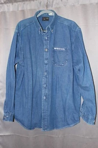 Dress and Ride BMW Motorcycle Denim Shirt Mens XLT Tall Blue Button Down Logo - Picture 1 of 6
