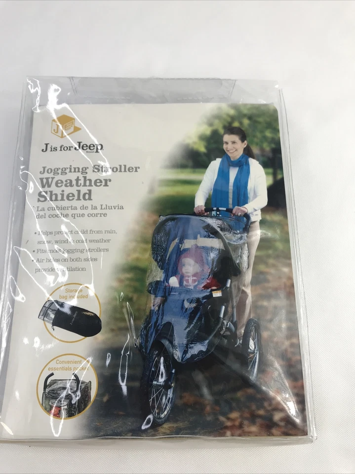 Jogging Stroller Weather Shield J is for Jeep Brand Storage bag Clear View  NEW - Image 1 of 4