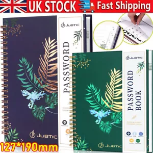 UK Internet Password Book with Alphabetical A-Z Tabs Spiral Diary Logbook Keeper - Picture 1 of 22