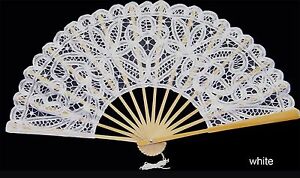 Battenburg Lace Victorian Civil War Fan Beige White or Black Wedding Supplies 