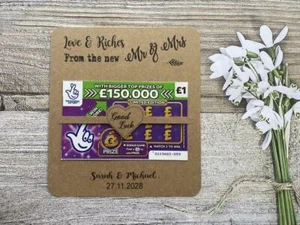 10X Personalised Scratchcard/Lottery Ticket Holders Wedding Lucky in Love LTH7a - Picture 1 of 4