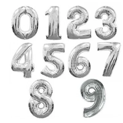 FOIL NUMBER BALLOON 40 INCH LARGE HELIUM NUMBER BALLOON 0-9 IN GOLD AND SILVER - Image 1 of 4