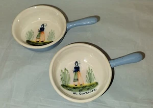 Henriot Quimper lady bowls  Handled Sauce Bowl pair  france pottery #4202 - Picture 1 of 17