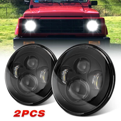 Par de faros LED redondos de 7" haz alto/bajo para Suzuki Samurai 1985-95 SJ410 1980-85 Foto 1 de 4