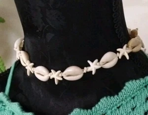 Natural White Cowrie Shell Choker Necklace Adjustable  - Picture 1 of 4
