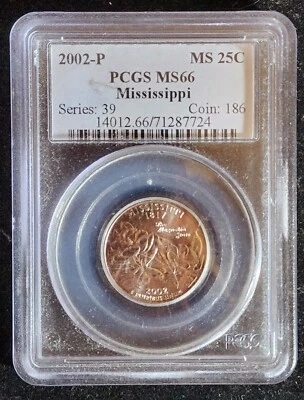 2002-P Mississippi State Quarter, 25c - PCGS MS66. Our SC86 - Image 1 of 4