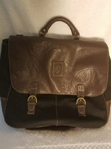 PS Black Brown Faux Leather  Messenger,  Crossbody, Computer, Book  Bag - Picture 1 of 7