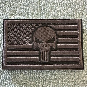 PUNISHER SKULL AMERICAN FLAG Hook & Loop Morale Patch - Picture 1 of 3