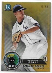 2018 Bowman Chrome Franklin Perez Top 100 Scouts Insert Gold Refractor #ed /50
