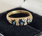 18ct Gold Ring.Set with Blue Sapphires & Rose cut Diamonds. London 1976. By IDB 