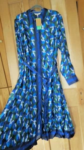 BNWT Boden Kate Satin Shirt Dress Sz 22 R, French Navy Tulip Valley - Picture 1 of 9
