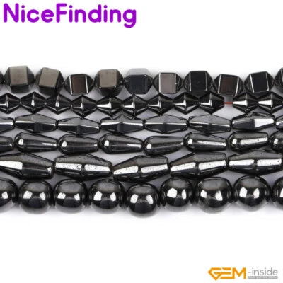 Cono natural negro hematita curativa piedras preciosas cuentas sueltas fabricación de joyas 15" Foto 1 de 4