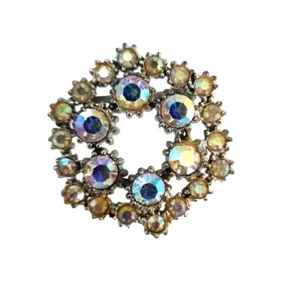 Broche prendedor vintage de corona de cristal AB Foto 1 de 4