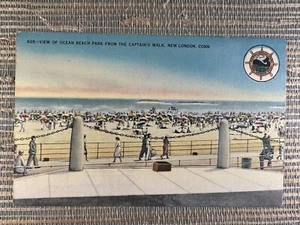 Ocean Beach Park vom Captain's Walk New London Connecticut Leinen Postkarte - Bild 1 von 2