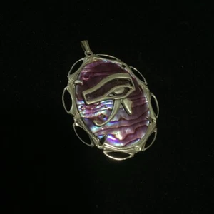 Egyptian Eye of Horus Silver and Purple Iridescent pendant EUC - Picture 1 of 8