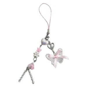 Trendy Acrylic Butterfly Phone Holder Strap Colorful Beaded Keychain Accessory - Zdjęcie 1 z 8