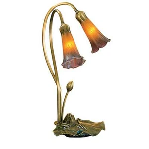 Meyda Lighting 16'H Amber/Purple Pond Lily 2 Lt Accent Lamp - 13008 - Picture 1 of 1