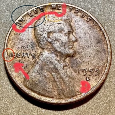 1955D Wheat Penny MULTIPLE MINT Errors! RARE & MUCH CHEAPER THAN COMP.100% $Back - Image 1 of 2
