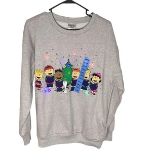 PEANUTS Snoopy and the Gang Christmas Lightup Sweatshirt Erwachsene Gr. L Heather Grey - Bild 1 von 10