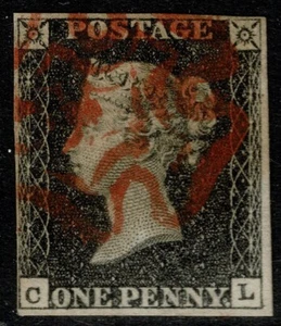 1840 1d Grey-Black SG3 Pl 4 CL 4m Fine Red MX FU Cat. £400.00 - Bild 1 von 1