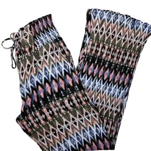 Peace & Pearls Native Ikat Wide Leg Rayon Viscose Pants - Size L - Picture 1 of 9