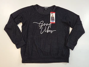 BUFFALO Women's Heather Black Sweater Sz Medium Good Vibes Soft Lightweight NWT - Picture 1 of 2