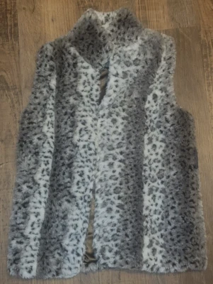 Chaqueta FOREVER 21 Mujer Chaleco Grande Suave Imitación Piel Bolsillos Estampado Animal Foto 1 de 4