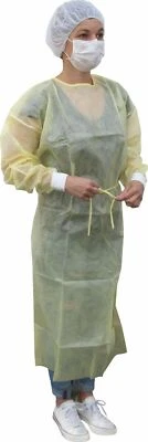 Medi-Inn PP-Laborkittel Schutzkittel mit PE-Teilbeschichtung gelb 140 x 160 cm - Bild 1 von 4