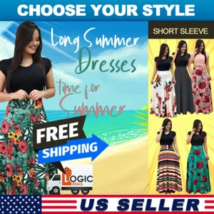 One-Piece Fashion Women Maxi Dress Casual Vintage Summer Long Dresses - Picture 1 of 40