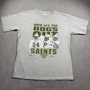 Vintage New Orleans Saints Shirt Mens XL NFL Football Who Let Dogs Out 2000s - Picture 1 of 7