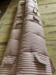 New (2) 72x13 Pottery Barn Outdoor Back Cushions Red Ticking Stripe Vintage 2007 - Picture 1 of 9
