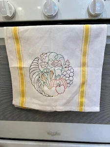 Horn Of Plenty Füllhorn Maschine bestickt Küchentuch Thanksgiving - Bild 1 von 2