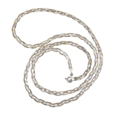 Collar de cadena serpentina trenzada de dos tonos de plata de ley vintage - 23,5" Foto 1 de 3