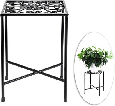 SUMNACON Metal Plant Stand - 2 Tier - Black Iron - Foldable - Indoor/Outdoor - Image 1 of 4