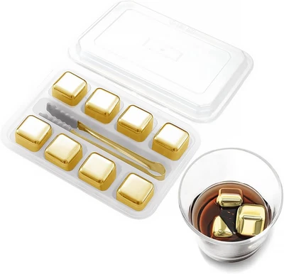 Reusable Stainless Steel Ice Cubes, 8 Packs Metal Whiskey Stones Chilling Rocks - Image 1 of 4