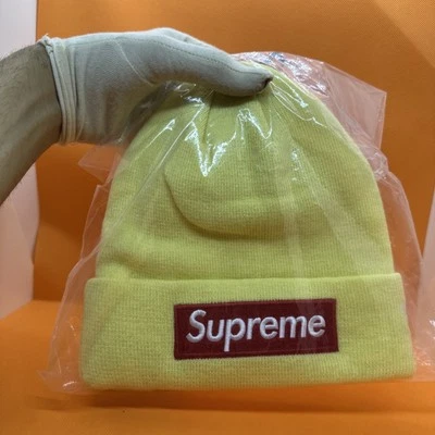 Supreme x New Era Box Logo Beanie FW22 (FW22BN10) One Size Pale Yellow - Image 1 of 4
