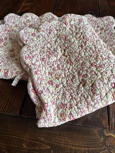 Garnet Hill Pillow Shams Standard 100% Cotton Quilt Pink Floral Boho Cottagecore - Picture 1 of 12