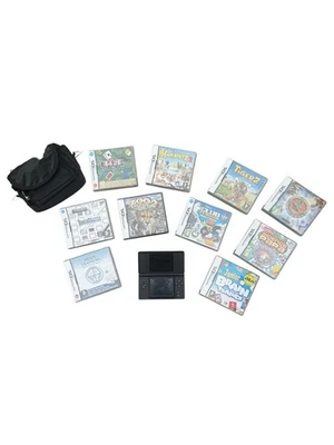 Nintendo DS Lite Black Handheld Console With Charger, Carry Case And 10 Games - Image 1 of 4