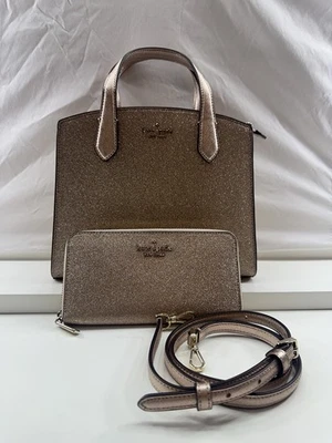 Сумка через плечо Kate Spade розовое золото блестящая инкрустация сумка с подходящим кошельком - Изображение 1 из 4