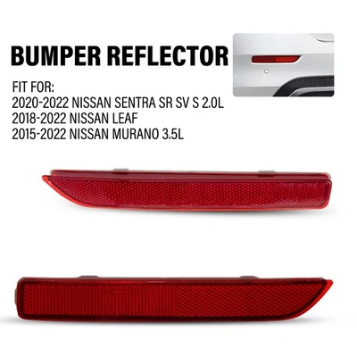 Red Lens 26565-8990B Fits Nissan Leaf 2018-2022 LH RH 2PCS Rear Bumper Reflector — 第 1/4 张图片