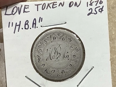 Cuarto de plata libertad sentada 1876 *distribuidor retirado, stock antiguo* limpio, ficha de amor Foto 1 de 4