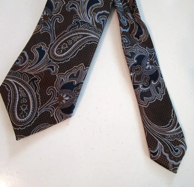 Joseph Abboud Corbata Para Hombres Seda Marrón Azul Paisley Corbata Clásica Formal Ropa de Vestir Foto 1 de 4
