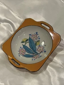Antique Noritake Lusterware Small Handled Dish Hand Painted Flowers 5.5”x7” - Picture 1 of 12