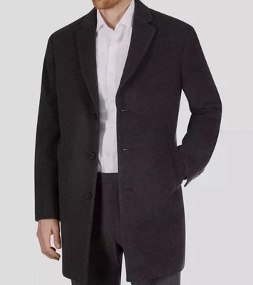 Calvin Klein Prosper Men's Black Slim-Fit Wool-Blend Overcoat Jacket Size 40L - Image 1 of 4