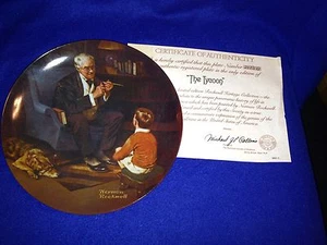 Norman Rockwell - The Tycoon Plate with COA and Box #2075D Edwin Knowles - Picture 1 of 4