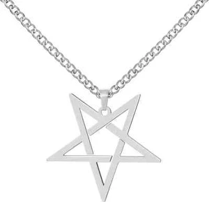 Stainless Steel Inverted Pentagram Inverted Star Pentacle Necklace and Pendant - Picture 1 of 3