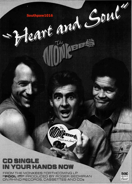 1987 The Monkees "Heart And Soul" Song Release Music Industry Promo Reprint Ad - Image 1 of 1