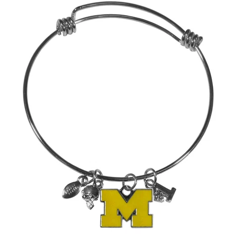 Michigan Wolverines Wire Bangle Bracelet with Charms NCAA Licensed Jewelry Cover
