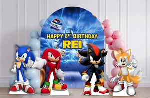 Sonic Sfondo 5ft e Knucles, puntelli per ombre e code 3ft, decorazione festa - Foto 1 di 1